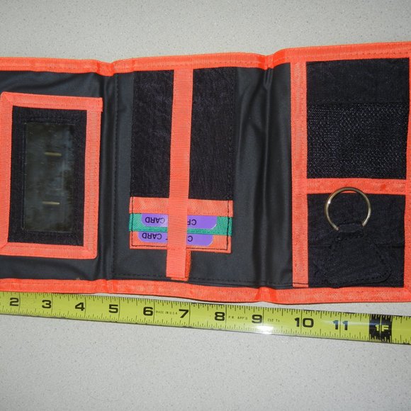 Vintage 1980's NWT Nylon Tri Fold Hook & Loop Wallet Pockets Key Ring CC ID Slot - Picture 7 of 12